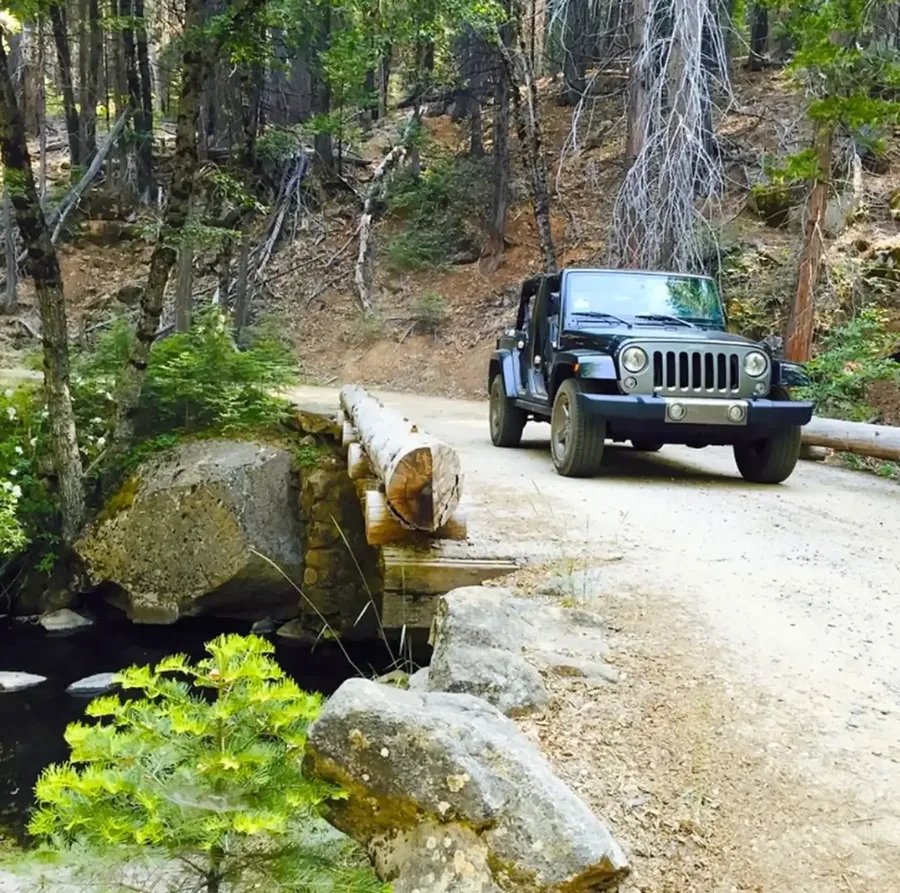 Jeep Wrangler rental on a mountain trail